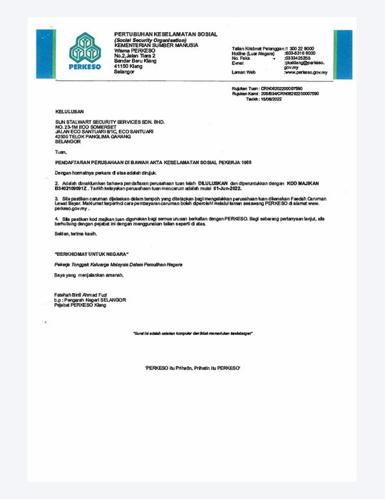 PERKESO / SOCSO Registration